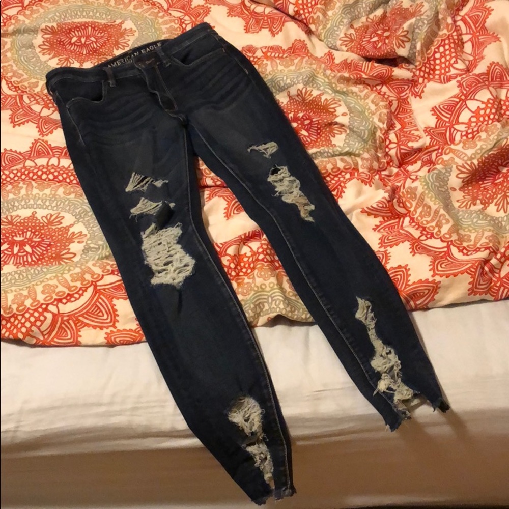 AE super high rise ripped jeggings